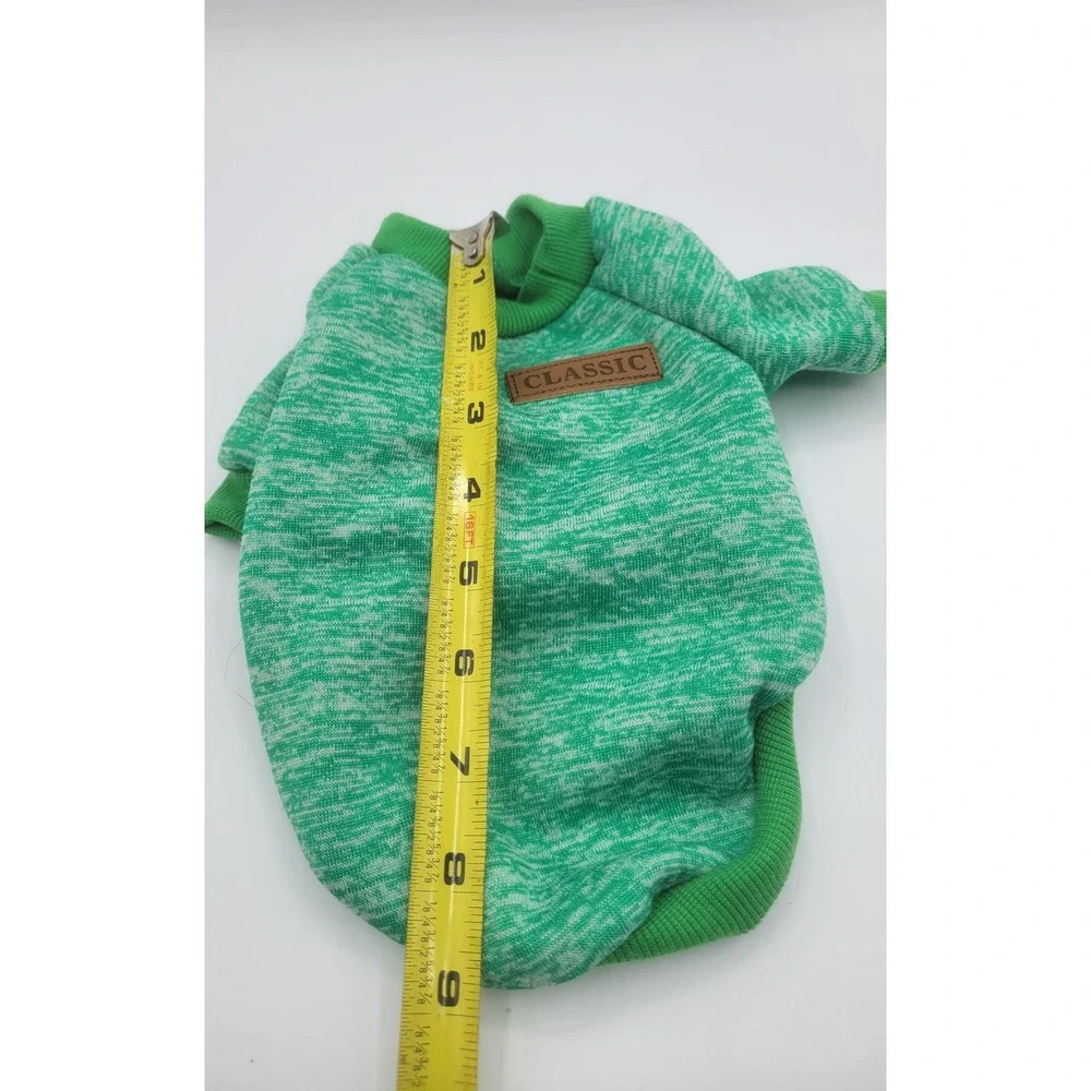 Classic Green Marl Fleece Lined Dog Sweater Small Pullover Pet appersl Coat